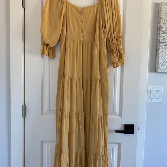 Yellow Bell Sleeve Maxi Dress NWT S Maternity friendly - Picture 2 of 12